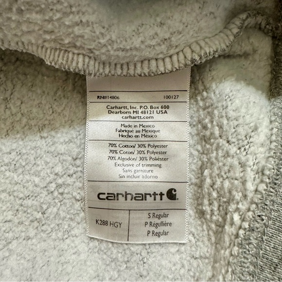 Carhartt K288 HGY Original Fit Logo Sleeve Men’s Size Small Gray - Picture 7 of 9
